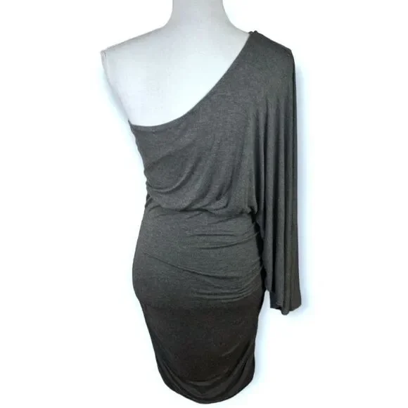 GRAY ONE SHOULDER DRESS SZ.M EUC - Picture 5 of 5
